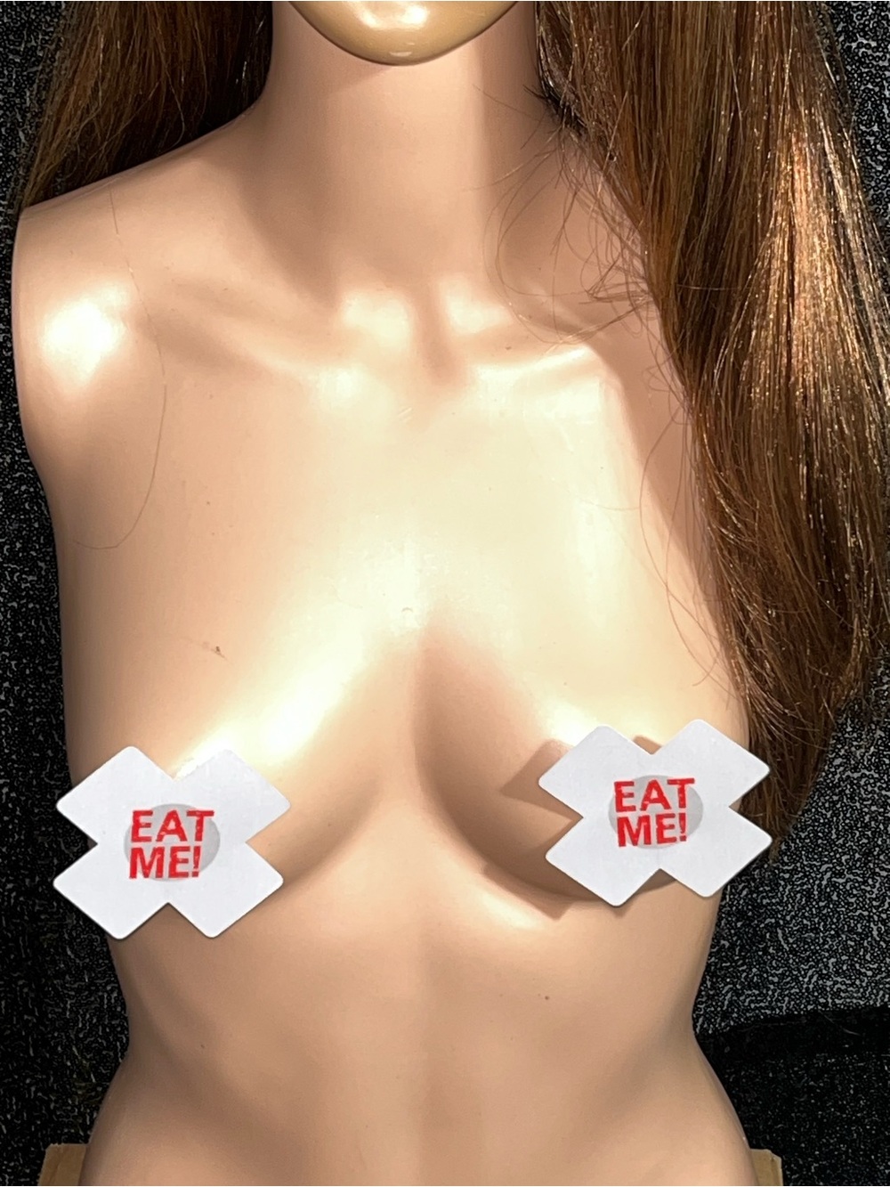 White 'EAT ME' Adhesive Nipple Pasties - Playful Hair Accessories Accent